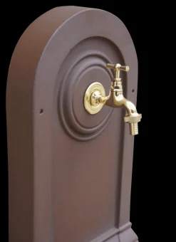 DOMMARTIN - Fontaine citadine style corten (ral mars 2525) avec robinet standard dommartin h. 70cm x l. 35cm