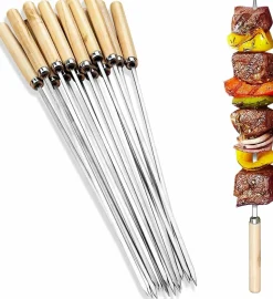 DOWNYPAWS - 35 brochettes en acier inoxydable de 13,7 pouces avec poignées