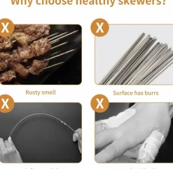 DOWNYPAWS - 35 brochettes en acier inoxydable de 13,7 pouces avec poignées