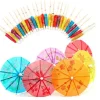 DOWNYPAWS - 100 mini bâtons de parapluie octogonaux pour la décoration des cocktails