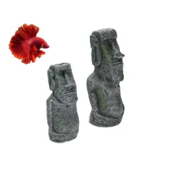 DOWNYPAWS - 2 têtes de l'île de pâques pour aquarium & décoration