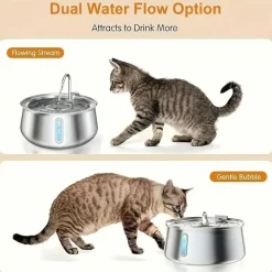 DOWNYPAWS - Abreuvoir Automatique En Acier Inoxydable Pour Chat, 4 L, 6 Filtres