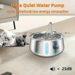 DOWNYPAWS - Abreuvoir Automatique En Acier Inoxydable Pour Chat, 4 L, 6 Filtres