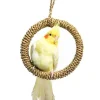 DOWNYPAWS - Balançoire à anneau en paille pour perroquet - support pour cage à oiseaux hamac à poteau