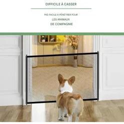 DOWNYPAWS - Barrière de sécurité pour chiens 6 crochets-clôture pour chat et chien (110*72cm)