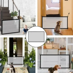 DOWNYPAWS - Barrière de sécurité pour chiens 6 crochets-clôture pour chat et chien (110*72cm)