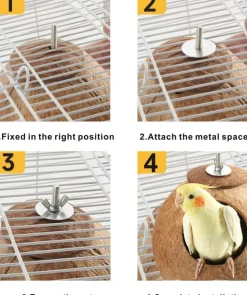 DOWNYPAWS - Boîte d'oiseau en coque de noix de coco pour la reproduction et la décoration