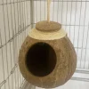 DOWNYPAWS - Boîte d'oiseau en coque de noix de coco pour la reproduction et la décoration chaîne de chapeau de paille