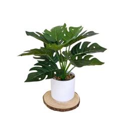 DOWNYPAWS - Bouquet de plantes artificielles + pot de fleurs monstera à branches basses