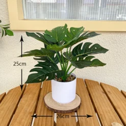 DOWNYPAWS - Bouquet de plantes artificielles + pot de fleurs monstera à branches basses