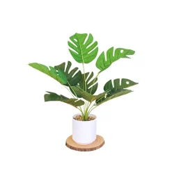 DOWNYPAWS - Bouquet de plantes artificielles + pot de fleurs monstera à hautes branches
