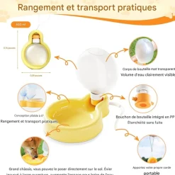 DOWNYPAWS - Bouteille d'eau pour chien pliable-grande bouteille jaune