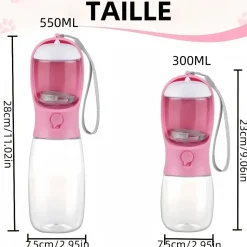 DOWNYPAWS - Bouteille d'eau portable pour chat et chien 550ml