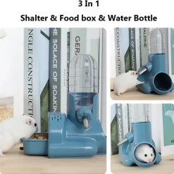 DOWNYPAWS - Bouteille d'eau pour hamster - distributeur automatique anti - fuite, boule 3 en 1 avec support de bol de nourriture