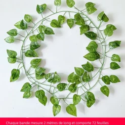 DOWNYPAWS - Branches de plantes artificielles, fleurs artificielles, vignes en ficelle, 12 feuilles de radis vert