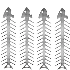 DOWNYPAWS - Brochettes à barbecue en acier inoxydable en forme d'arête de poisson- 2 pièces