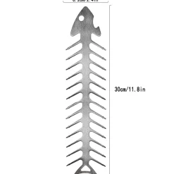DOWNYPAWS - Brochettes à barbecue en acier inoxydable en forme d'arête de poisson- 2 pièces