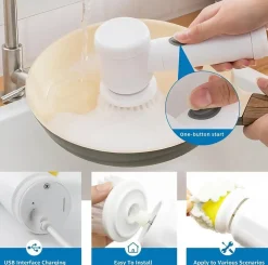 DOWNYPAWS - Brosse de nettoyage électrique portative multifonctionnelle: pour vaisselle de cuisine salle de bain et carrelage de piscine