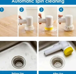 DOWNYPAWS - Brosse de nettoyage électrique portative multifonctionnelle: pour vaisselle de cuisine salle de bain et carrelage de piscine