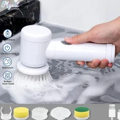 DOWNYPAWS - Brosse de nettoyage électrique portative multifonctionnelle: pour vaisselle de cuisine salle de bain et carrelage de piscine