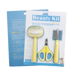 DOWNYPAWS - Brosse de toilettage pour chien et chat ensemble trois pièces- jaune
