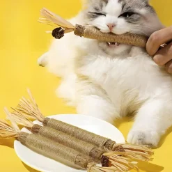 DOWNYPAWS - Bâtonnets herbe à chat 6 pièces 22cm-bâton de dentition pour chat-bon pour la santé dentaire