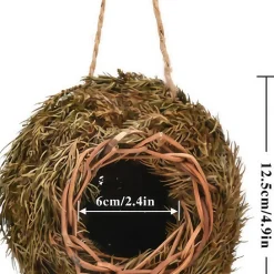 DOWNYPAWS - Cage à oiseaux en paille tissée à la main - maison d'oiseaux écologique créative, décoration de jardin respirante