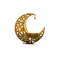 DOWNYPAWS - Candélabre - porte - arôme en forme de lune en métal creusé (11*11*5.4 cm)