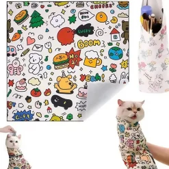 DOWNYPAWS - Chiffon de toilettage anti-évasion pour chat, sac auto-adhésif pour coupe et nettoyage faciles des ongles