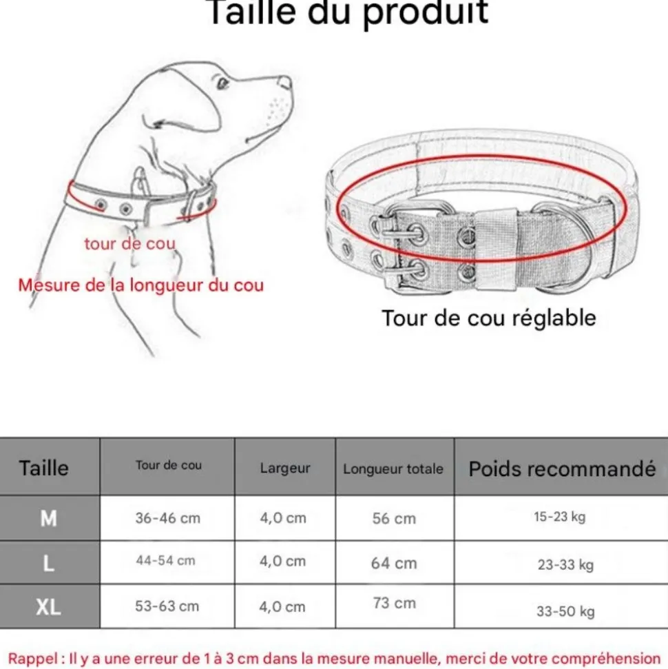 DOWNYPAWS - Collier de chien tactiqu