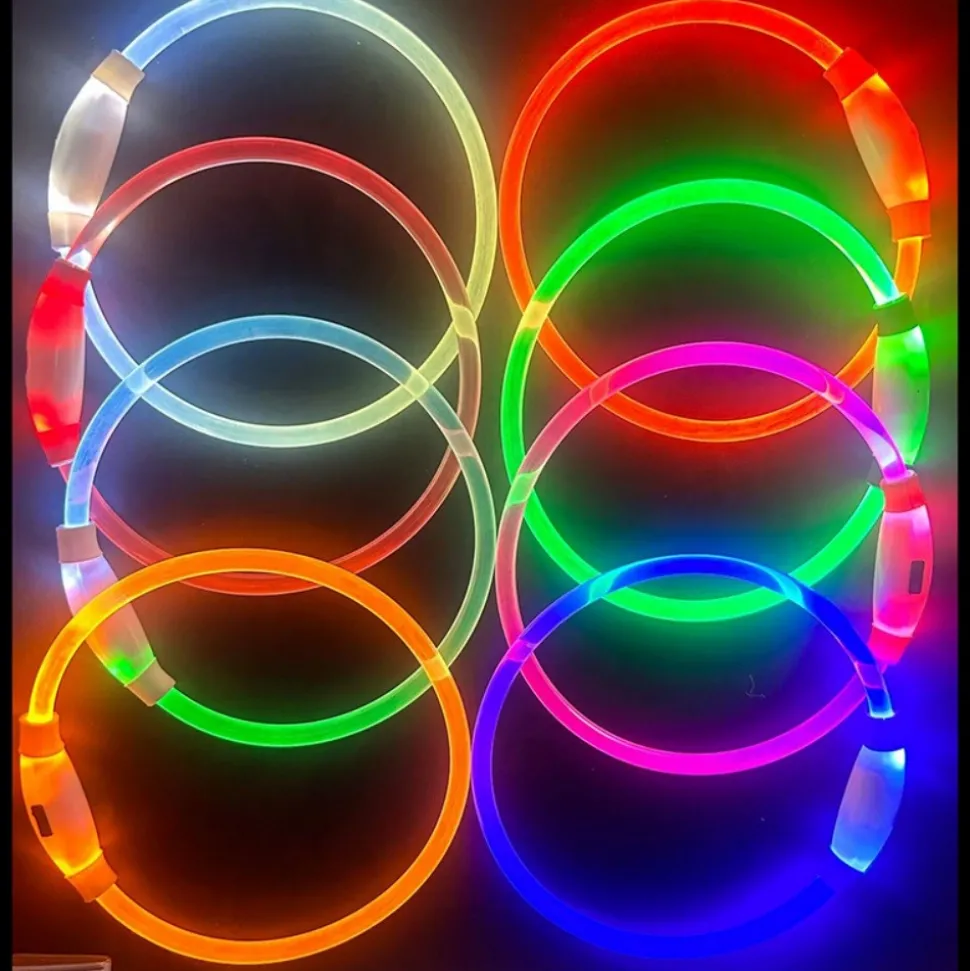 DOWNYPAWS - Collier lumineux rechargeable pour chien vert taille s : circonférence 30 cm