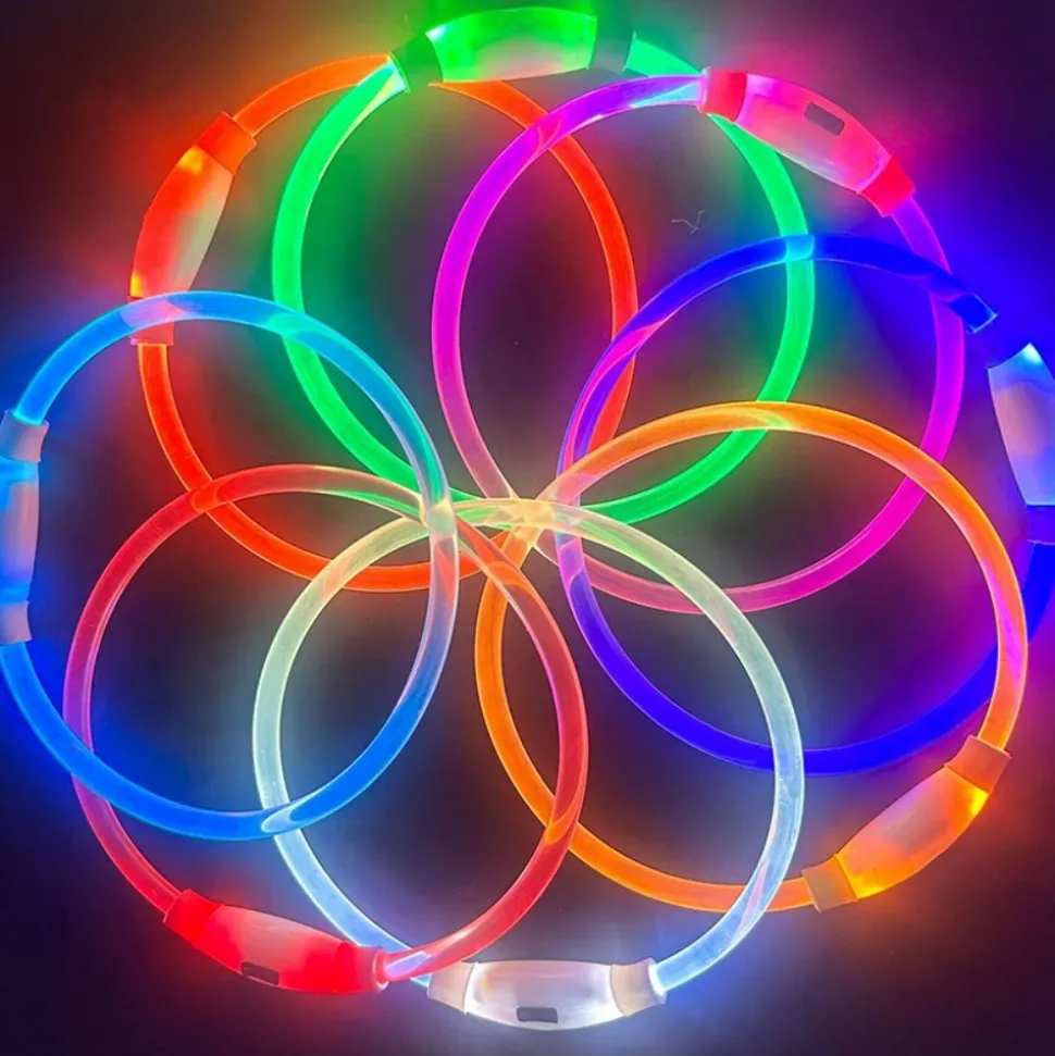 DOWNYPAWS - Collier lumineux rechargeable pour chien vert taille s : circonférence 30 cm