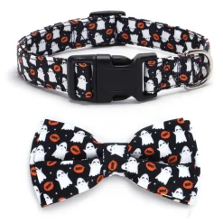 DOWNYPAWS - Collier pour chien d'halloween avec motifs de citrouille, fantôme et chauve - souris taille m : 2,0*50cm noir