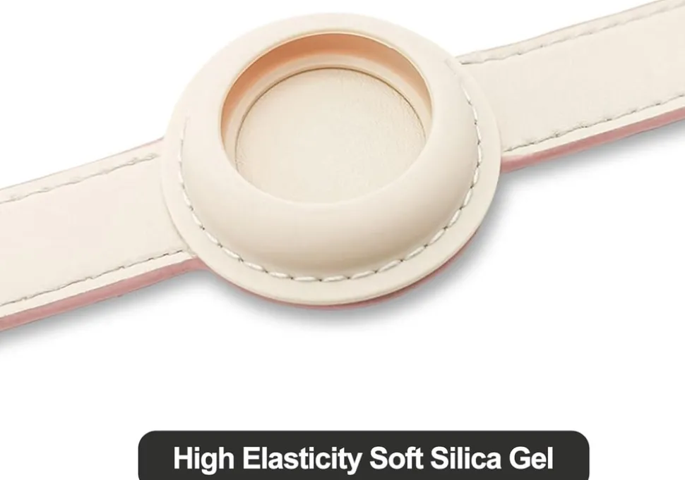 DOWNYPAWS - Collier traqueur gps pour chats et chiens - en cuir synthétique rose s