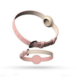 DOWNYPAWS - Collier traqueur gps pour chats et chiens - en cuir synthétique rose xs