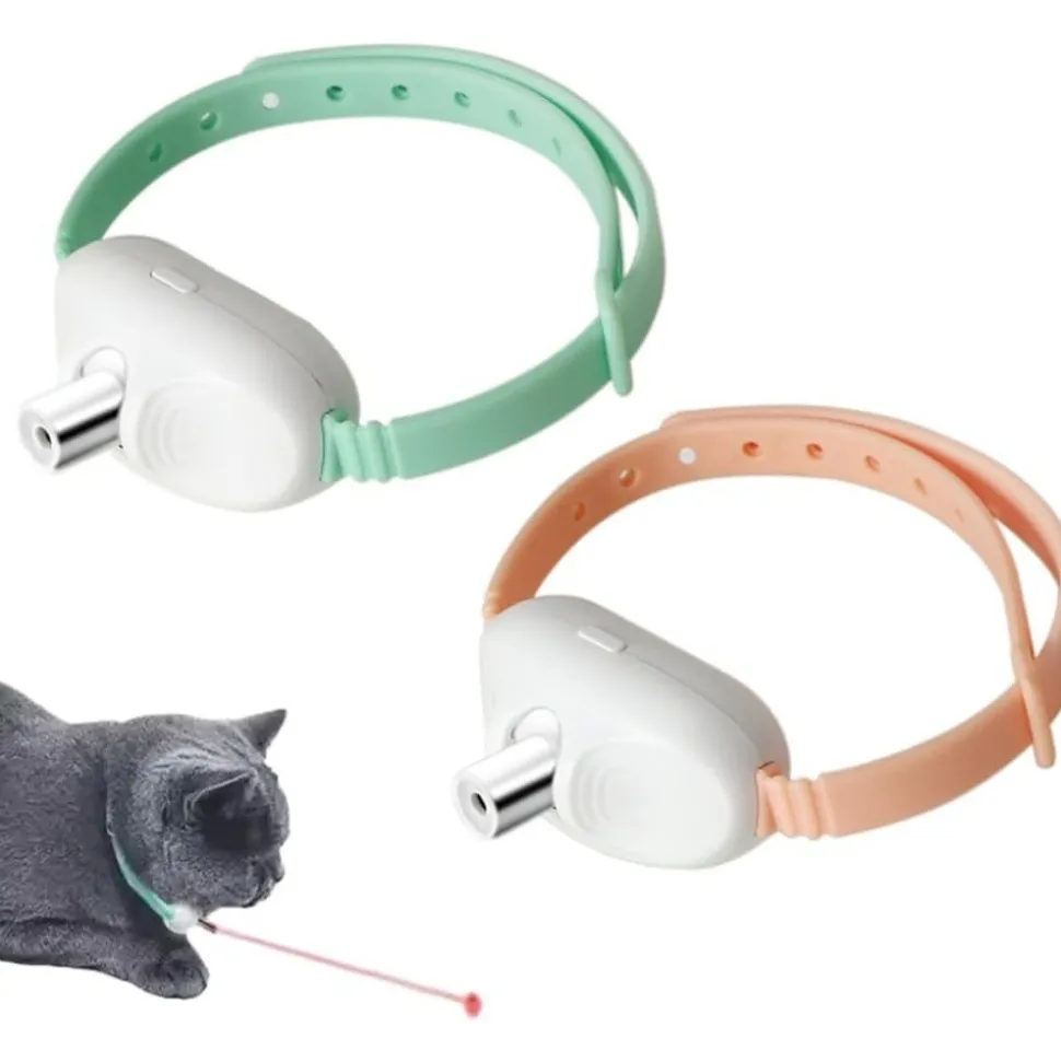 DOWNYPAWS - Colliers pour animaux de compagnie-deux colliers pour chat avec laser-rose + vert
