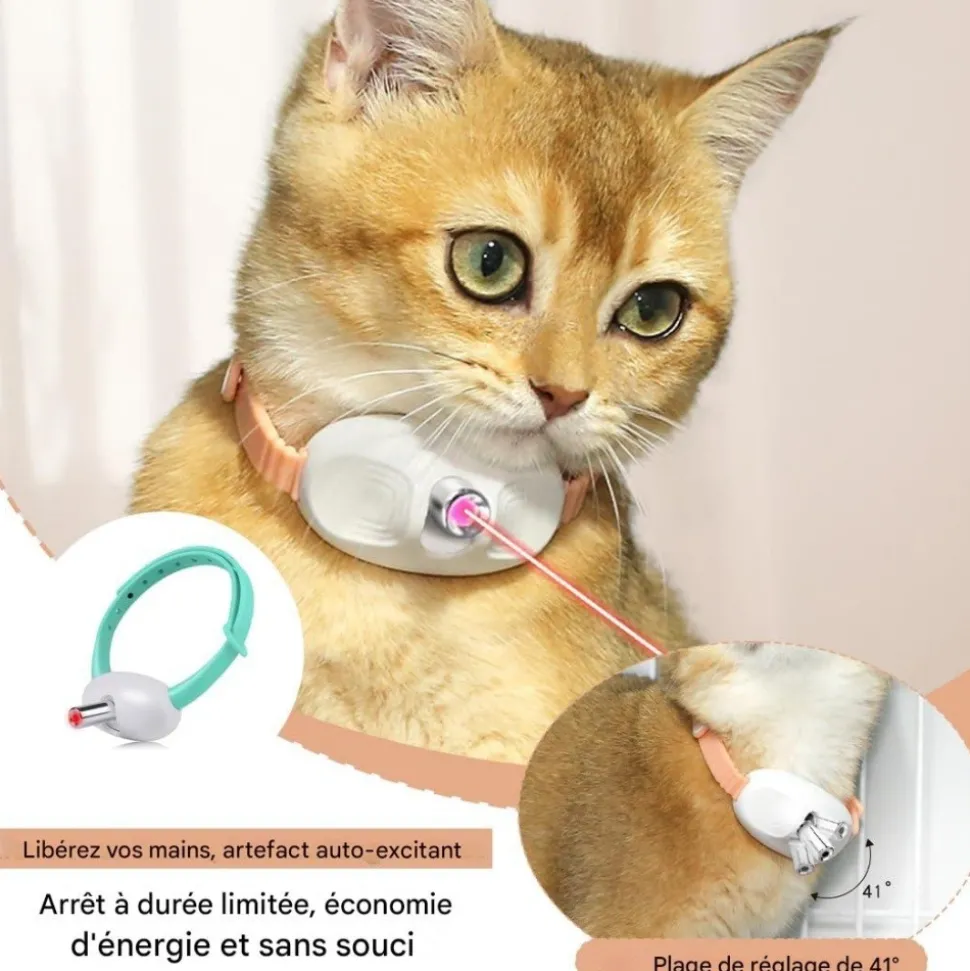 DOWNYPAWS - Colliers pour animaux de compagnie-deux colliers pour chat avec laser-rose + vert