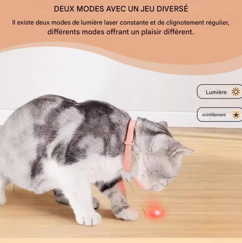 DOWNYPAWS - Colliers pour animaux de compagnie-deux colliers pour chat avec laser-rose + vert