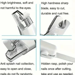 DOWNYPAWS - Coupe - ongles universel à led, chargement usb avec lime pour chats et chiens