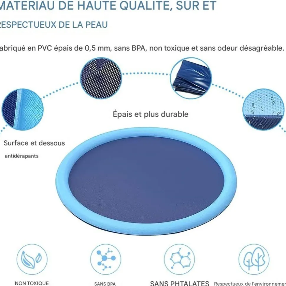 DOWNYPAWS - Coussin d'eau-piscine pour chiens-aire de jeux pour piscine pour chiens-version épaissie de 1 m