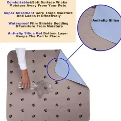 DOWNYPAWS - Coussinet urinaire pour chien:4 couches en polyester souple anti-fuite réutilisable grand format lavable 70cm x 100cm