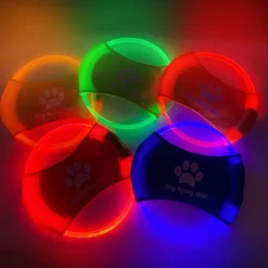 DOWNYPAWS - Discovolant lumineux rechargeable avec led pour chien feu orange