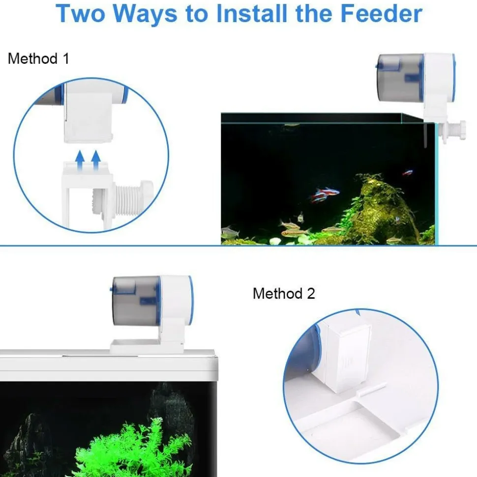 DOWNYPAWS - Distributeur automatique de nourriture pour poissons avec minuterie intelligente pour aquarium (poissons rouges et car)