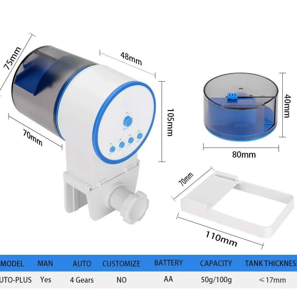 DOWNYPAWS - Distributeur automatique de nourriture pour poissons avec minuterie intelligente pour aquarium (poissons rouges et car)