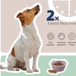 DOWNYPAWS - 2en1 bol anti - glouton pour chien - 650ml - bol de voyage à alimentation lente pour une alimentation saine - pliable