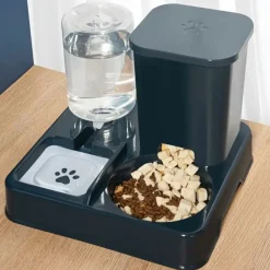 DOWNYPAWS - Ensemble Distributeur De Nourriture Et Fontaine à Eau 2 En 1 Pour Animaux De Compagnie