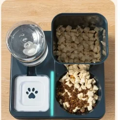 DOWNYPAWS - Ensemble Distributeur De Nourriture Et Fontaine à Eau 2 En 1 Pour Animaux De Compagnie