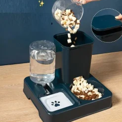 DOWNYPAWS - Ensemble Distributeur De Nourriture Et Fontaine à Eau 2 En 1 Pour Animaux De Compagnie