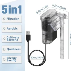 DOWNYPAWS - Filtre cascade usb silencieux & réglable pour aquarium