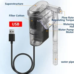 DOWNYPAWS - Filtre cascade usb silencieux & réglable pour aquarium